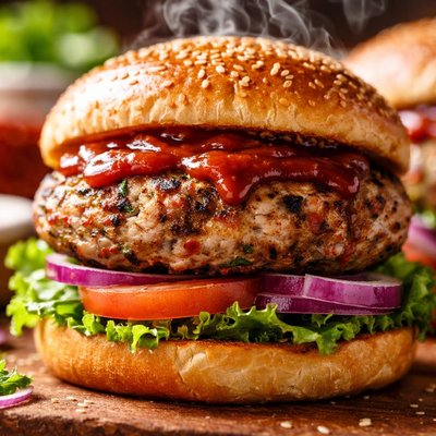 Image of Cilantro Turkey Burgers with Chipotle Ketchup