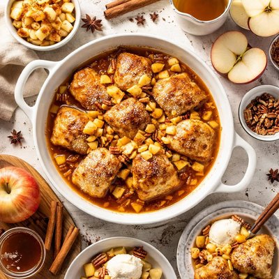 Image of Cinnamon Dumplings with Apple Cider Syrup