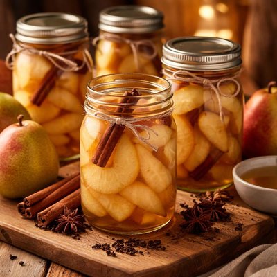 Image of Cinnamon Pears in Apple Juice Canning