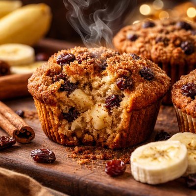 Image of Cinnamon Raisin Banana Cheese Muffins