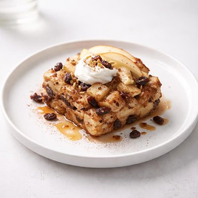 Image of Cinnamon Raisin Bread Pudding with Apples W Vegan Options
