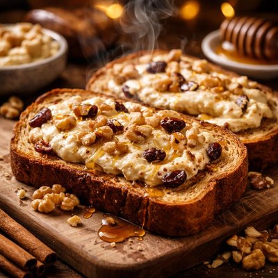 Image of Cinnamon Raisin Toast with Honey Walnut Spread