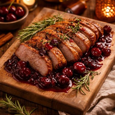 Image of Cinnamon Scented Duck on Cherry Sauce