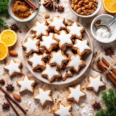 Image of Cinnamon Stars Zimtsterne German Christmas Cookies