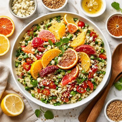 Image of Citrus Bulgur Salad with Sunflower Seeds