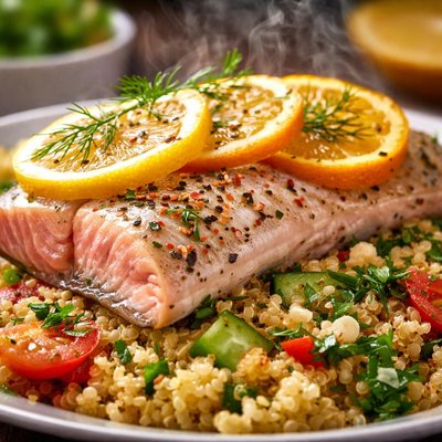 Image of Citrus Steamed Trout with Quinoa Pilaf