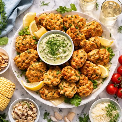 Image of Clam Fritters with Dilly Pesto Dip