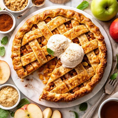 Image of Classic Apple Pie with Vanilla Ice Cream