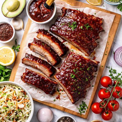 Image of Costillas de cerdo a la barbacoa clásicas bajas en grasa