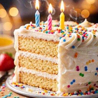 Image of Classic Birthday Cake with Vanilla Buttercream Icing