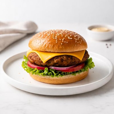 Image of Clásica hamburguesa de queso Cheddar.