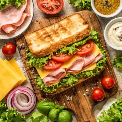 Image of Classic Cheese and Ham Sandwich