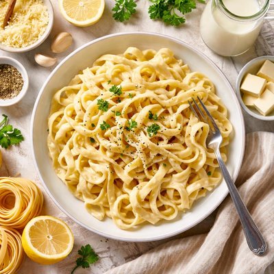 Image of Clásico Fettuccine Alfredo Saludable para el Corazón