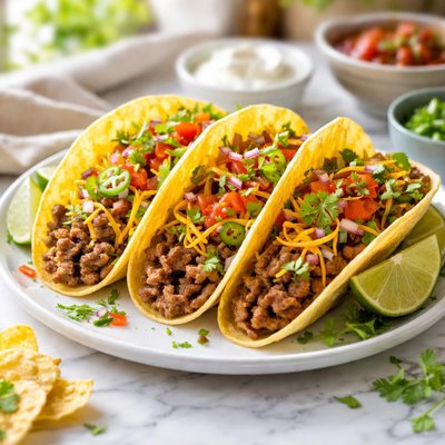 Image of Classic Ground Beef and Cheese Tacos