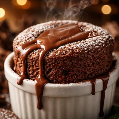 Image of Classic Hot Chocolate Souffle W Chocolate Cream Sauce