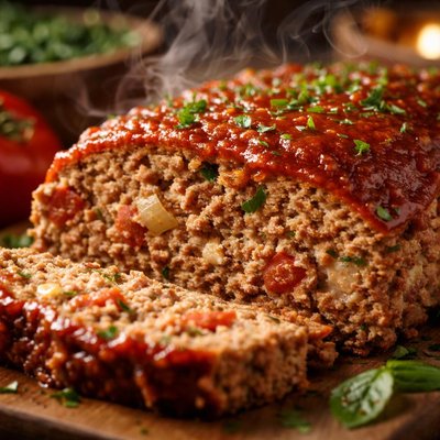 Image of Classic Meatloaf with Onions and Tomatoes