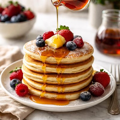 Image of Classic Pancakes with Homemade Syrup