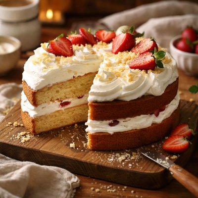 Image of Classic Vanilla Cake with Whipped Cream