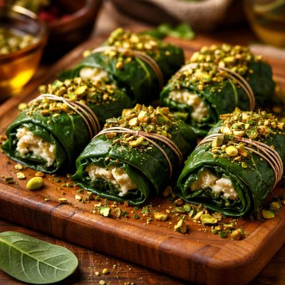 Image of Classy Spinach Bundles with Pistachio Dressing