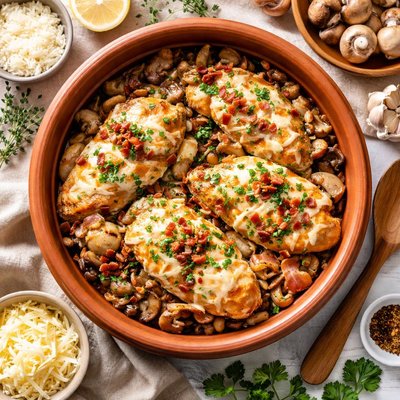 Image of Clay Pot Swiss Chicken and Mushrooms
