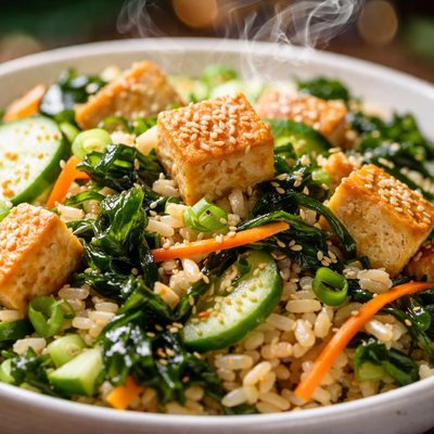 Image of Clean Eating Wakame Brown Rice Salad with Tofu