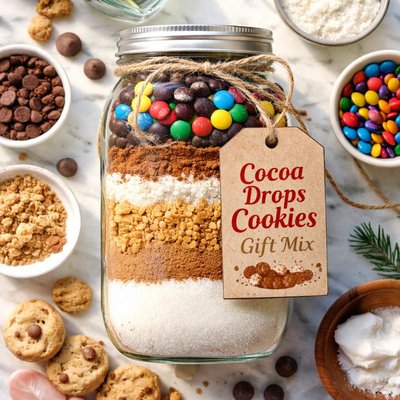 Image of Cocoa Drops Cookies Gift Mix in a Jar