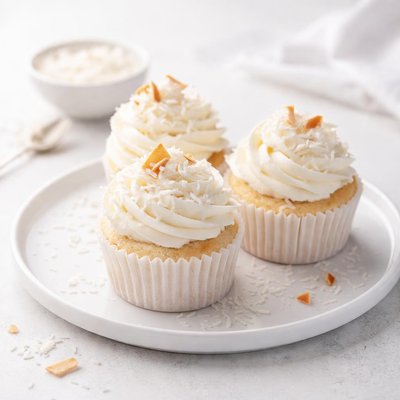 Image of Coconut Angel Cupcakes with Coconut Frosting