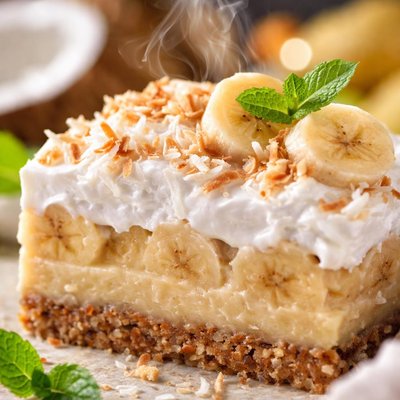 Image of Coconut Banana Cream Pie Raw Vegan