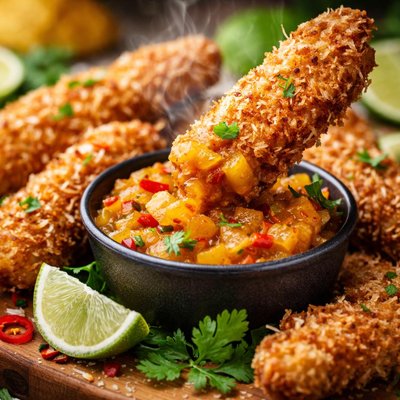 Image of Coconut Chicken Fingers with 30 Minute Mango Chutney