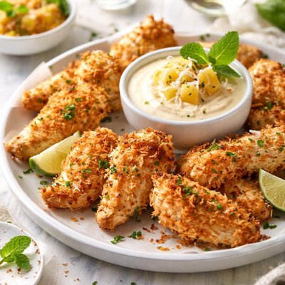 Image of Coconut Chicken with Pina Colada Dip 7 Points Ww