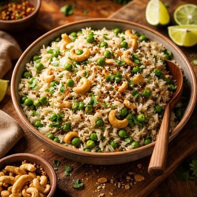 Image of Coconut Cilantro Rice with Peas and Cashews