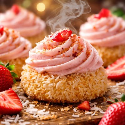 Image of Coconut Cookies with Strawberry Frosting