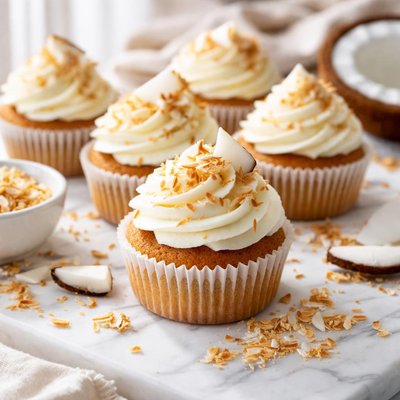 Image of Coconut Cupcakes with Cream Cheese Frosting