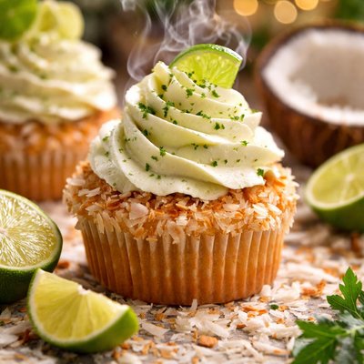 Image of Coconut Cupcakes with Key Lime Frosting