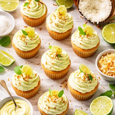 Image of Coconut Cupcakes with Lime Buttercream Frosting