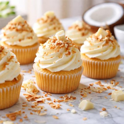 Image of Coconut Cupcakes with White Chocolate Cream Cheese Frosting