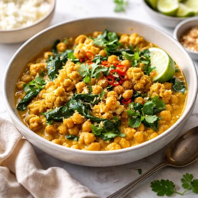 Image of Coconut Curried Chickpeas Cauliflower and Spinach