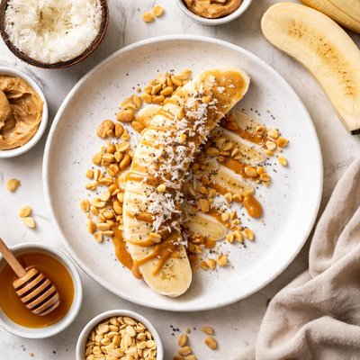 Image of Coconut Draped Peanuty Banana