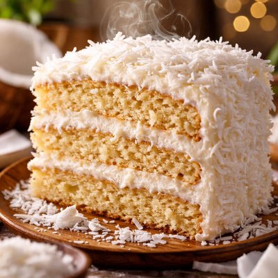 Image of Coconut Layer Cake W Cream Cheese Coconut Frosting
