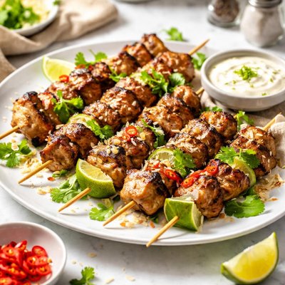 Image of Coconut Lime and Pork Skewers