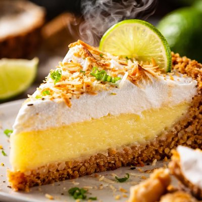 Image of Coconut Lime Pie with Coconut Macadamia Crust