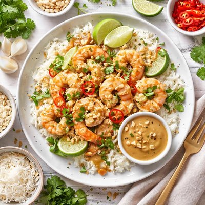 Image of Coconut Lime Shrimp with Peanut Sauce