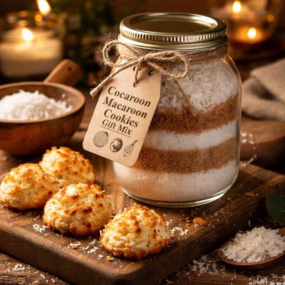 Image of Coconut Macaroon Cookies Gift Mix in a Jar