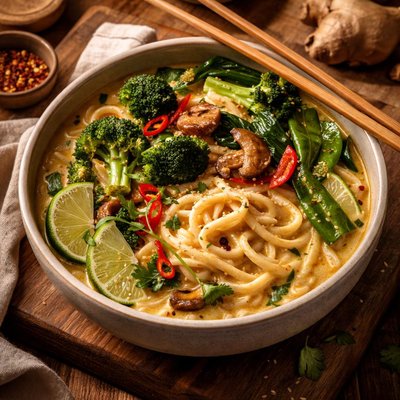 Image of Coconut Milk Noodles with Asian Veggies