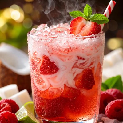 Image of Coconut Raspberry or Strawberry Italian Soda Diabetic