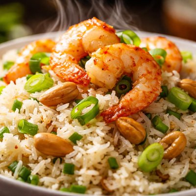 Image of Coconut Rice with Scallions Peanuts and Shrimp