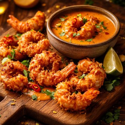 Image of Coconut Shrimp with Red Curry Sauce