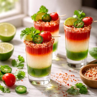 Image of Coctel Bandera Mexicana Mexican Flag Cocktail