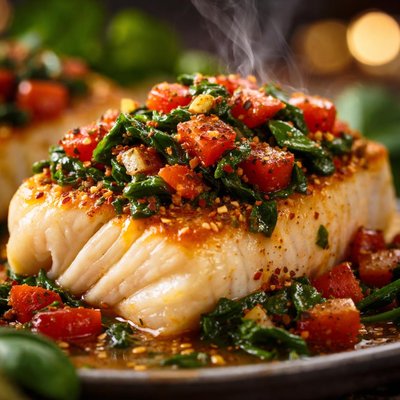 Image of Cod Fillets with Tomato Spinach Relish