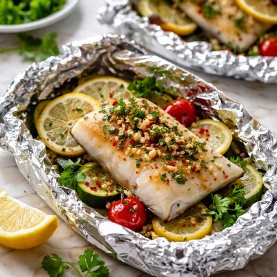 Image of Cod Fish Grilled in Foil